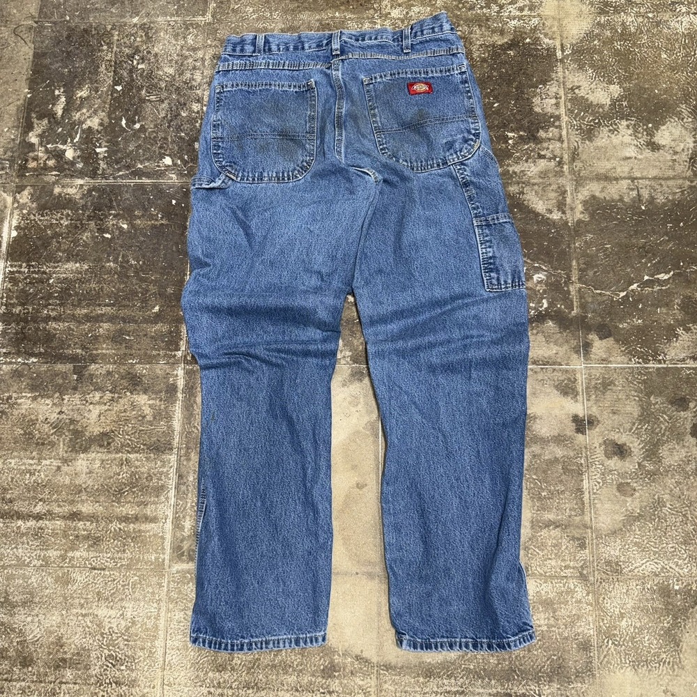 Dickies Mens Jeans 32x30 Blue Medium Wash Carpenter Relaxed Straight Work Denim